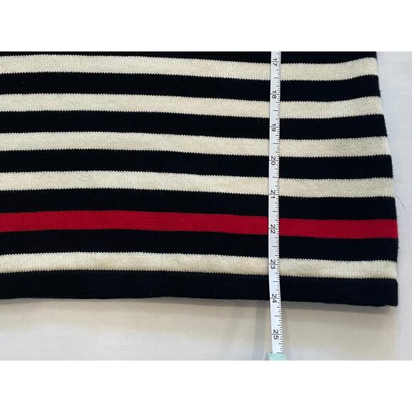 Lauren Ralph Lauren Cotton Red, White Black Stripe 1/4 Zip Sweater, Preppy, M - Picture 11 of 11
